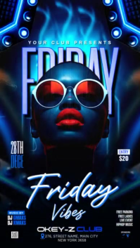Black Neon Friday Night Club Flyer Instagram Story template
