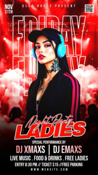 Zwart Ladies Night Party Facebook Story Template