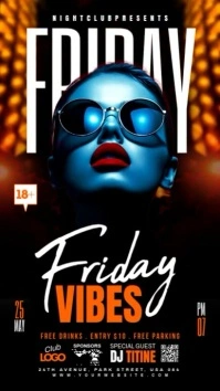 Black Neon Friday Night Club Party Instagram Reel template