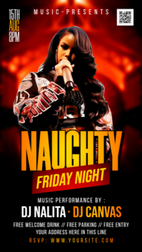 Black Neon Friday Night Club Party Instagram Story template