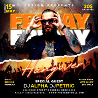 Black Neon Friday Night Club Party Instagram Post template