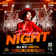 Black Neon Friday Night Club Party Instagram Post template