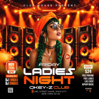 黑色 Ladies Night Event Publicación de Instagram Template