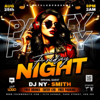 Black Neon Friday Night Club Party Instagram Post Wpis na Instagrama template