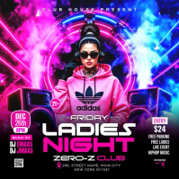 สีดำ Ladies Night Club Party Cuadrado Template