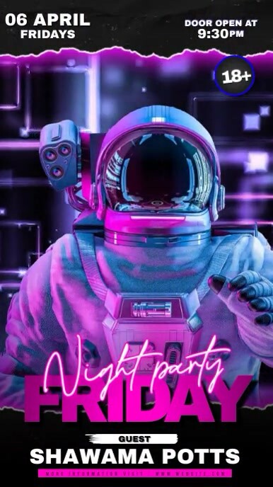 Black Neon Friday Space Out Digital Display ( Digitale Vertoning (9:16) template
