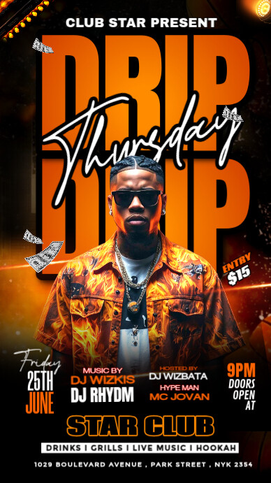 Black Neon Friday Urban Party Flyer Instagram Story template