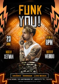 Black Neon Funk You Night Party A4 template