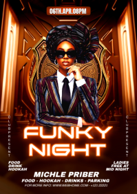 Black Neon Funky Night Club Event A4 template