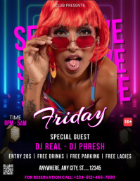 Black Neon Futuristic Seductive Friday Nightout Design  Flyer (us Letter) template