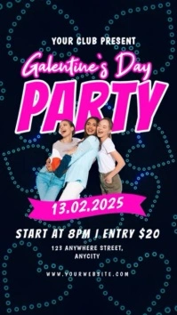 Black Neon Galentine's Day Party Instagram Story template