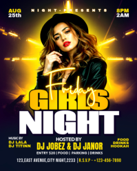 Black Neon Girls Night Event Instagram Portrait template
