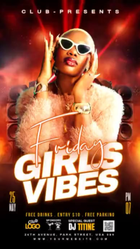 Black Neon Girls Night Out Event Instagram Story Video template