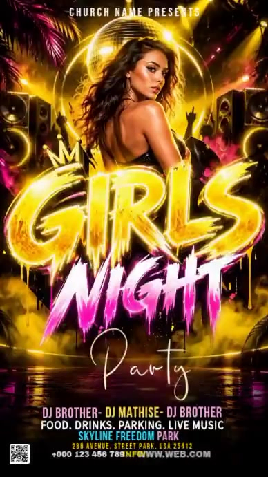 Plantilla de Black Neon Girls Night Party Facebook Story Video ...