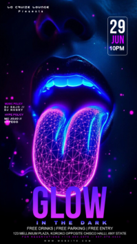 Black Neon Glow Party Instagram Story template