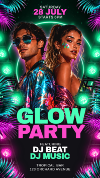 Black Neon Glow Party Instagram Story template
