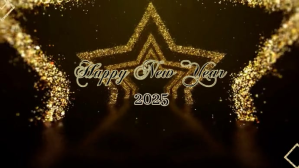 Black Neon Gold Star New Year Vedio Digital Display (16:9) template