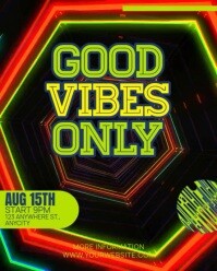 Black Neon Good Vibes Only Instagram Portrait template