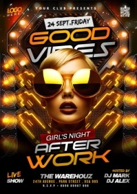 Black Neon Good Vibes Party Flyer A1 template
