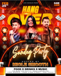 Black Neon Gorgeous Hangover Sunday Night Club Party  Instagram Portrait template