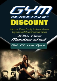 Black Neon Gym Membership Discount A1 template