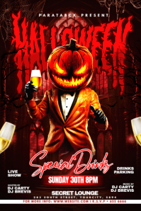 Black Neon Halloween Bar Drinks Party  Poster Plakat template