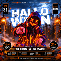 สีดำ Halloween DJ Night Instagram Post Template