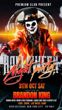 Black Neon Halloween Dj Night Party Digital Display (9:16) template