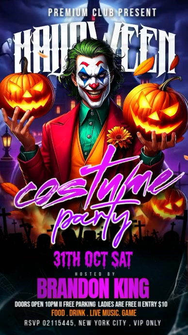 Black Neon Halloween Dj Party Digital Display (9:16) template