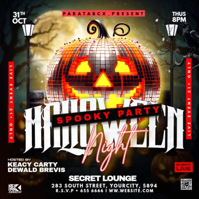 Plantilla de Black Neon Halloween Dj Party Instagram Post | PosterMyWall