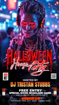 Black Neon Halloween Dj Party Night Digital Display (9:16) template