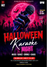 Black Halloween Karaoke Night A3 Template
