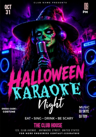 Black Halloween Karaoke Night A3 Template