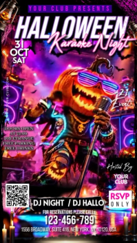 Czarny Halloween Karaoke Night Ekran reklamowy Template