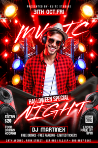Preto Halloween Music Night Affiche Template