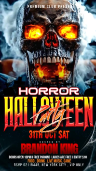 Black Neon Halloween Night Club Party Digital Display (9:16) template