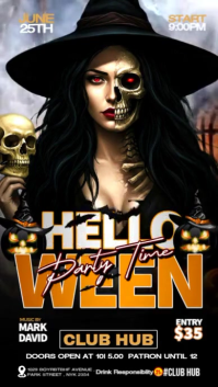 Black Neon  Halloween Night Horror Party Video Template Instagram Story