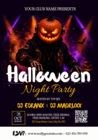 Black Halloween Night Party A2 Template
