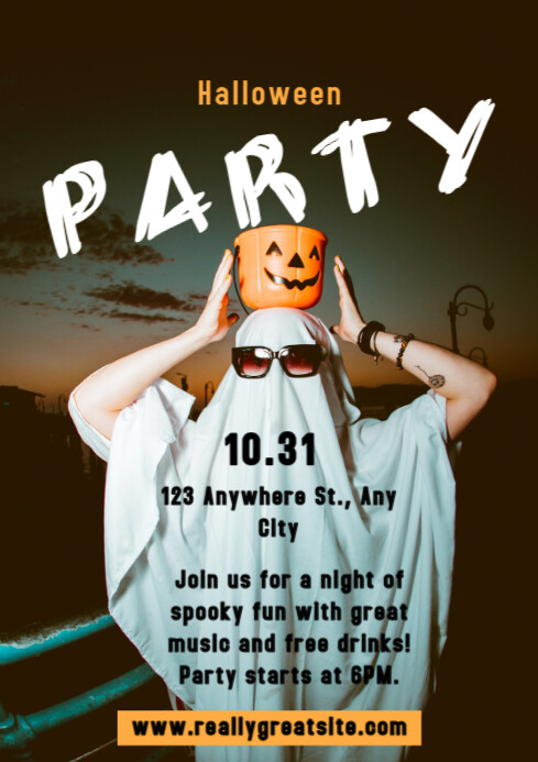 Plantilla de Black Neon Halloween Night Party A4 | PosterMyWall
