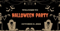 Black Neon Halloween Night Party  Facebook Event Cover template