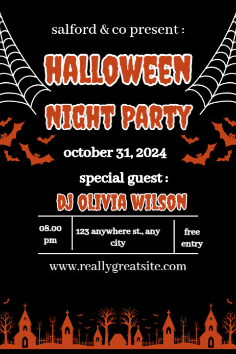 Plantilla de Black Neon Halloween Night Party Poster | PosterMyWall