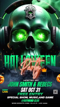 Black Neon  Halloween Party Club Template,  Instagram Story