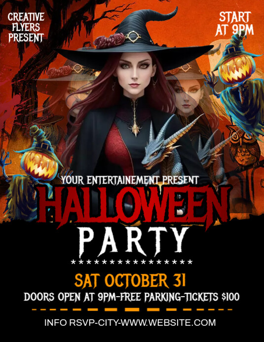 Black Neon Halloween Party Flyer (us Letter) Template | PosterMyWall