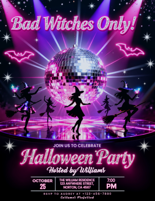 Black Neon Halloween Party Flyer Template | PosterMyWall