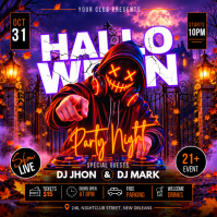 สีดำ Halloween Party Instagram na Post Template