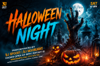 黑色 Halloween Party โปสเตอร์ Template