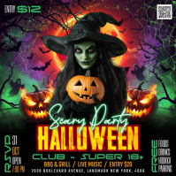 Czarny Halloween Party Kwadrat Template