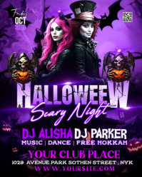 Black Neon Halloween Scary Adult Party Instagram Portrait template