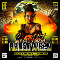 Black Halloween Party Square Template