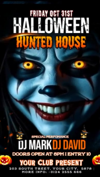 Black Neon Halloween Trick And Treat Flyer Instagram Story template